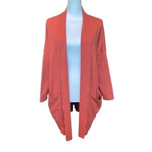 Pact Airplane Cardigan Size M/L Orange Organic Cotton Oversize Lagenlook Pocket